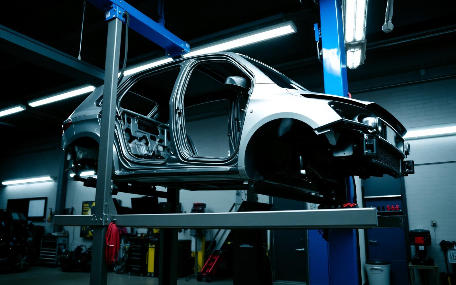 Vehicle on alignment rack